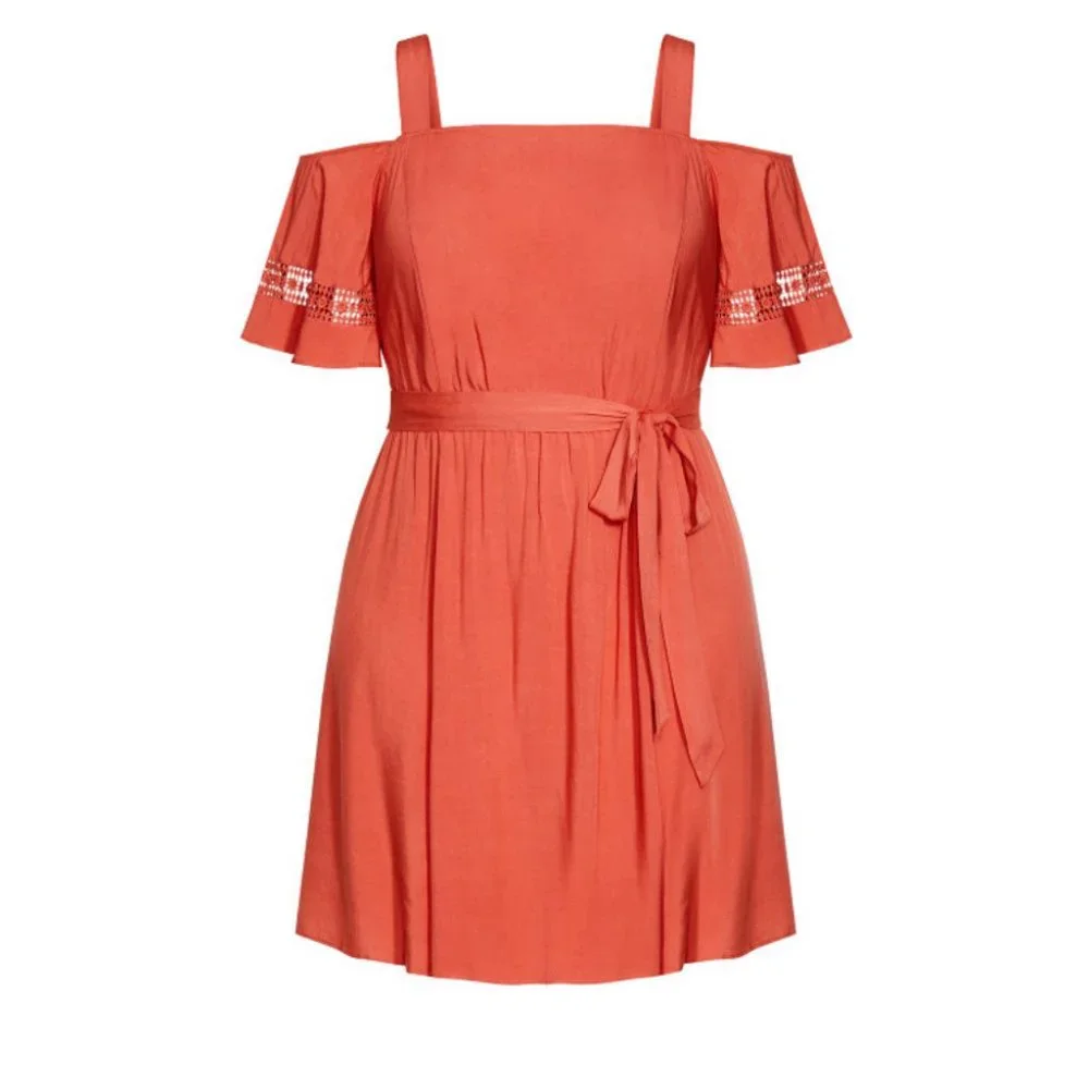 CITY CHIC Rust Cold-Shoulder Dress - Plus Size 24 NWOT - Picture 4 of 9